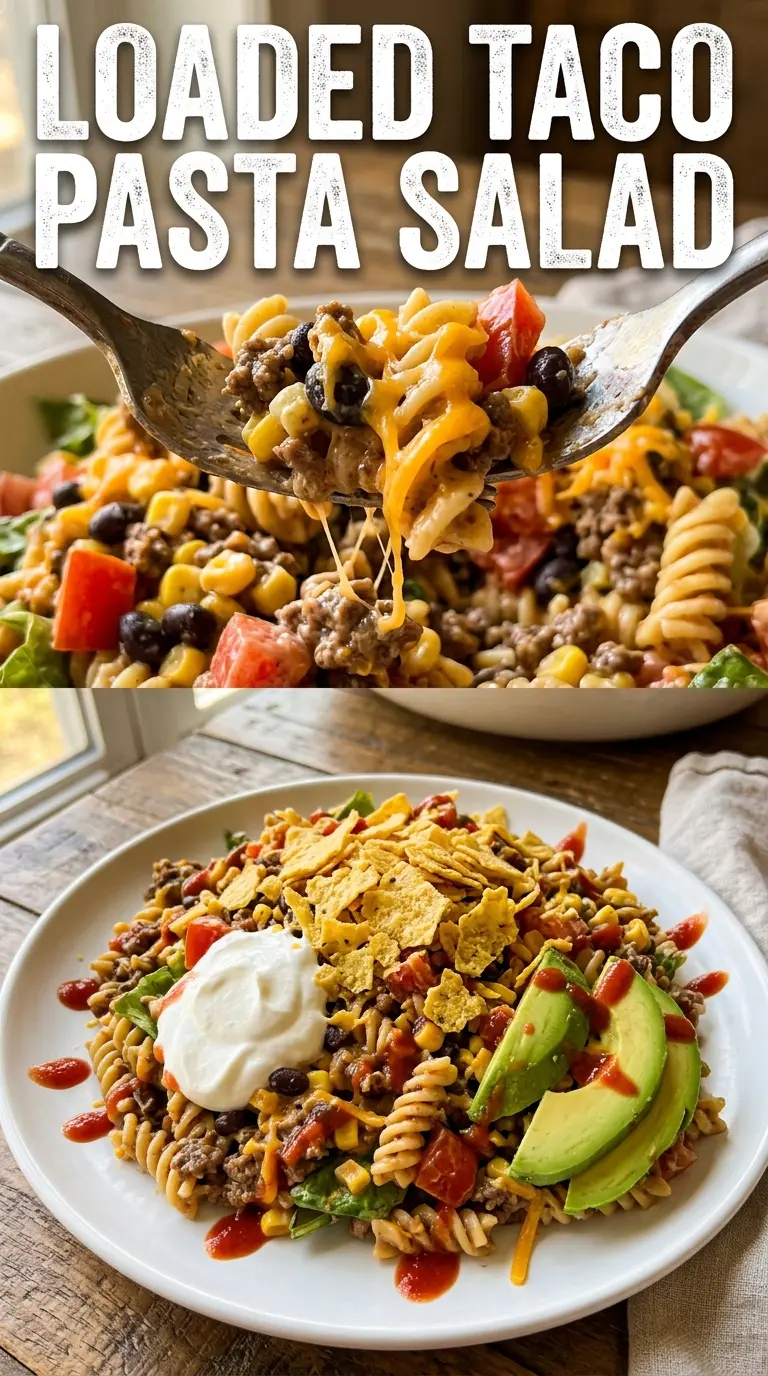 Mexican taco pasta salad creamy crunchy colorful