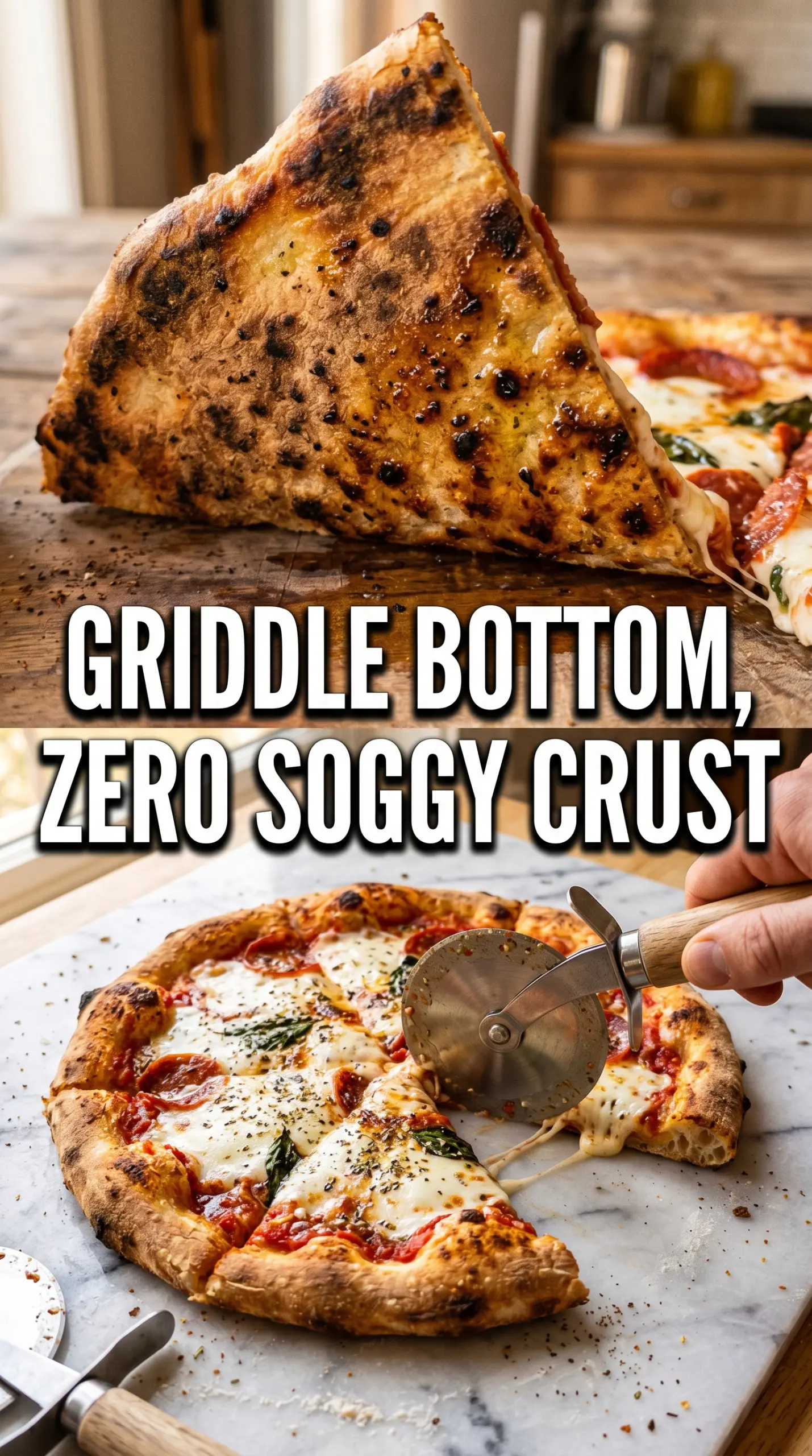 Pizza on a Blackstone Griddle charred crust bubbling cheese