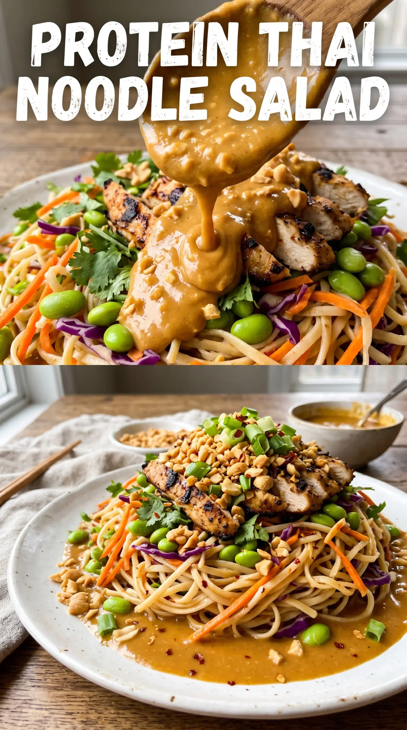 Protein Packed Thai Pasta Salad creamy peanut-ginger vegetables