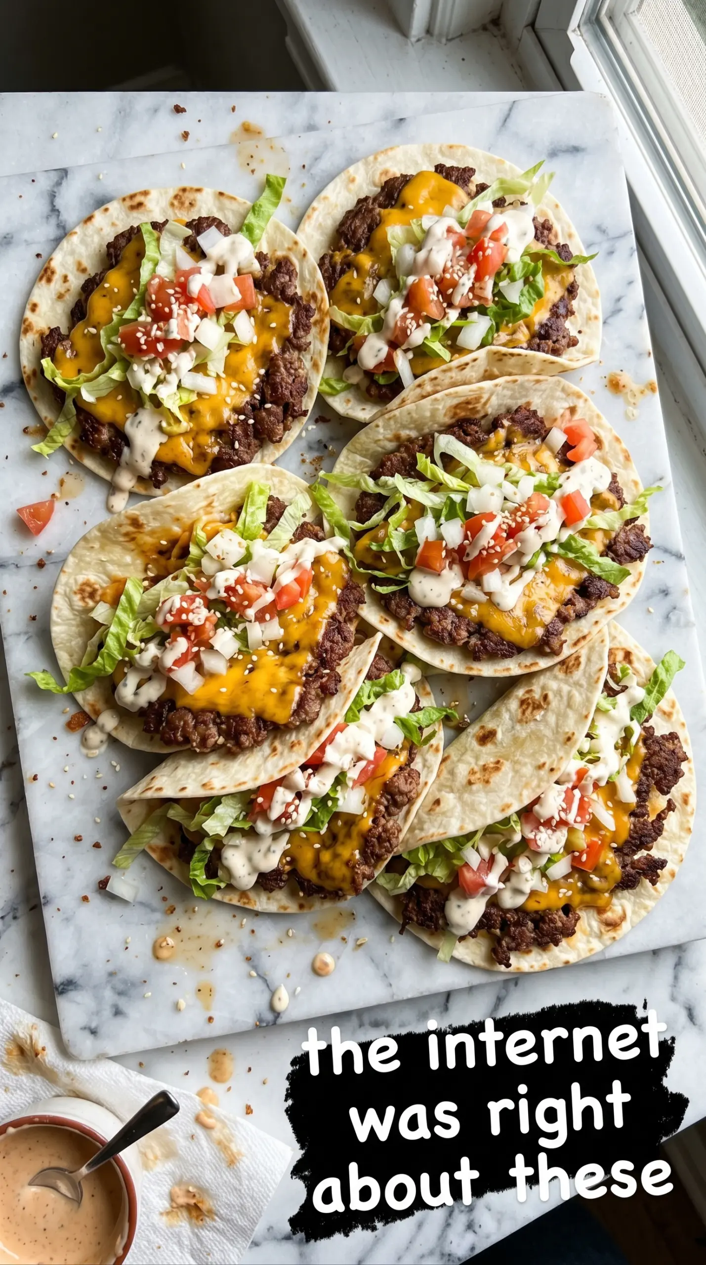 Smash Burger Tacos crispy beef cheesy