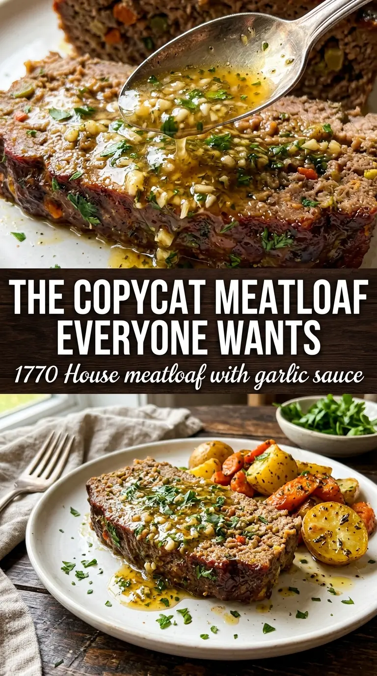 1770 House Meatloaf with Garlic Sauce rustic creamy garlic