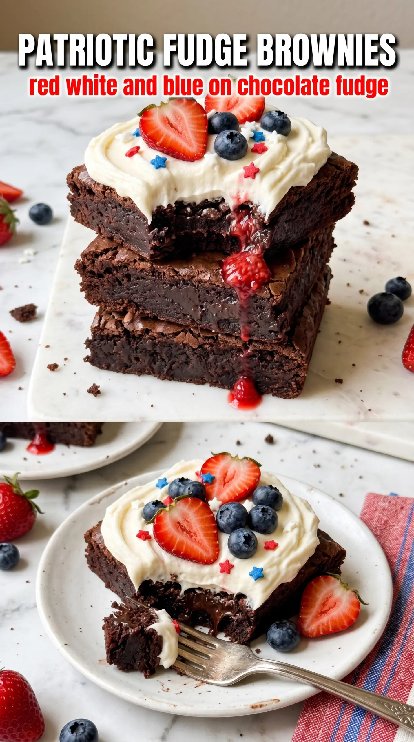 4th of July brownies patriotic red white blue
