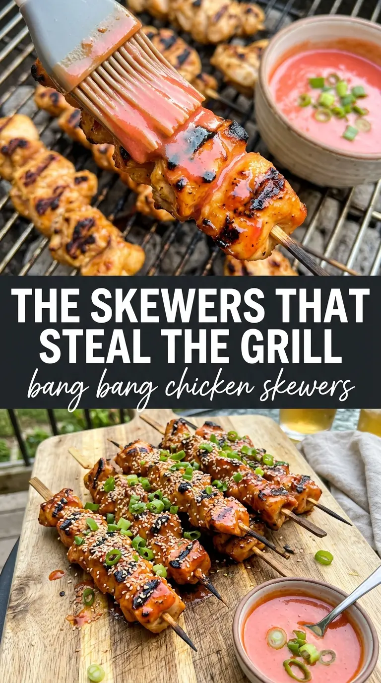 Bang Bang Chicken Skewers glossy spicy-sweet chicken