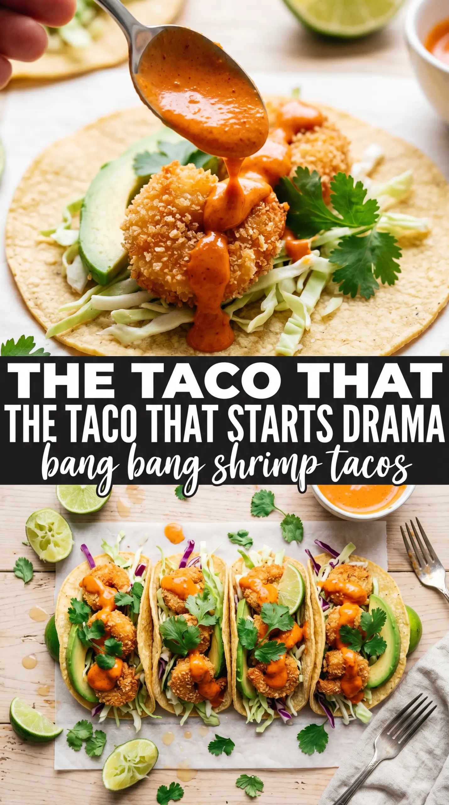 Bang Bang Shrimp Tacos crispy spicy colorful