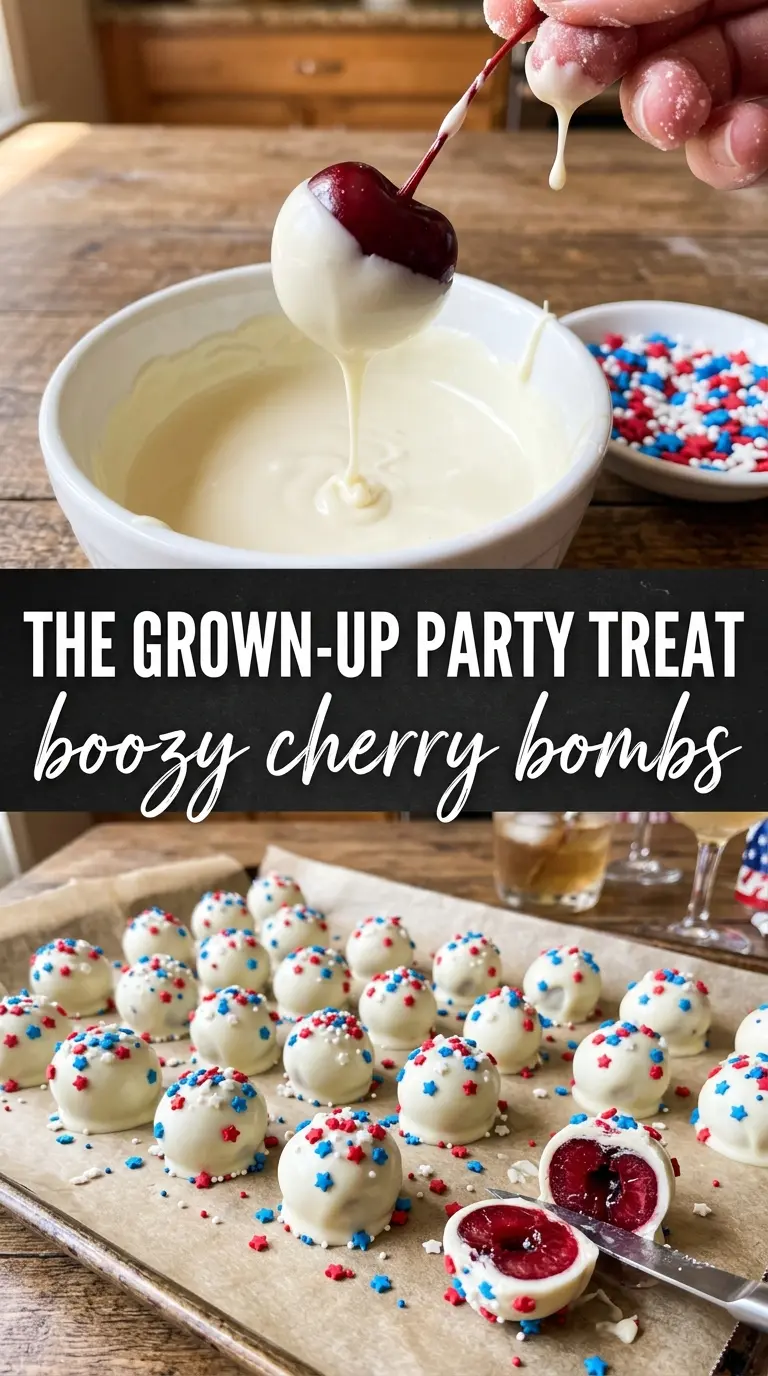 Boozy Cherry Bombs glossy bourbon cherries