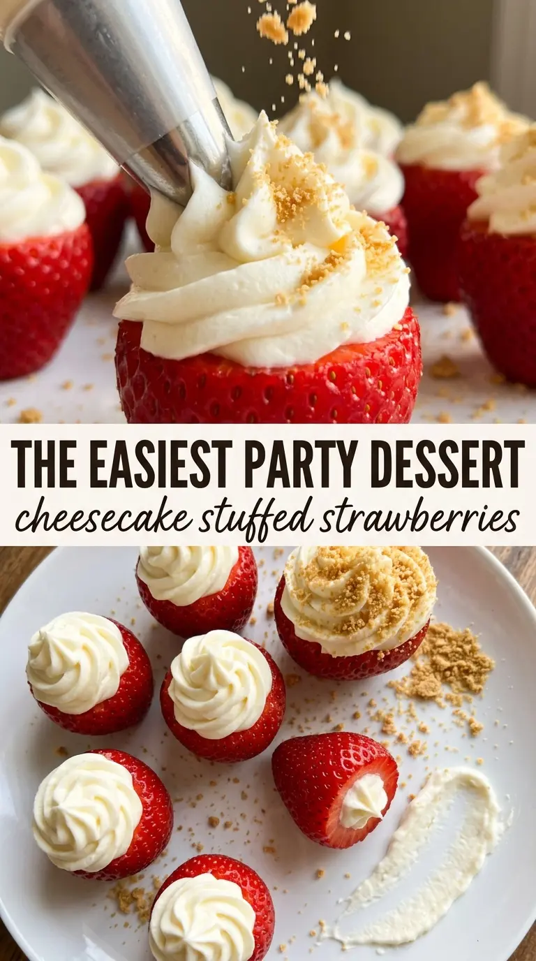 Cheesecake Stuffed Strawberries creamy piped no-bake