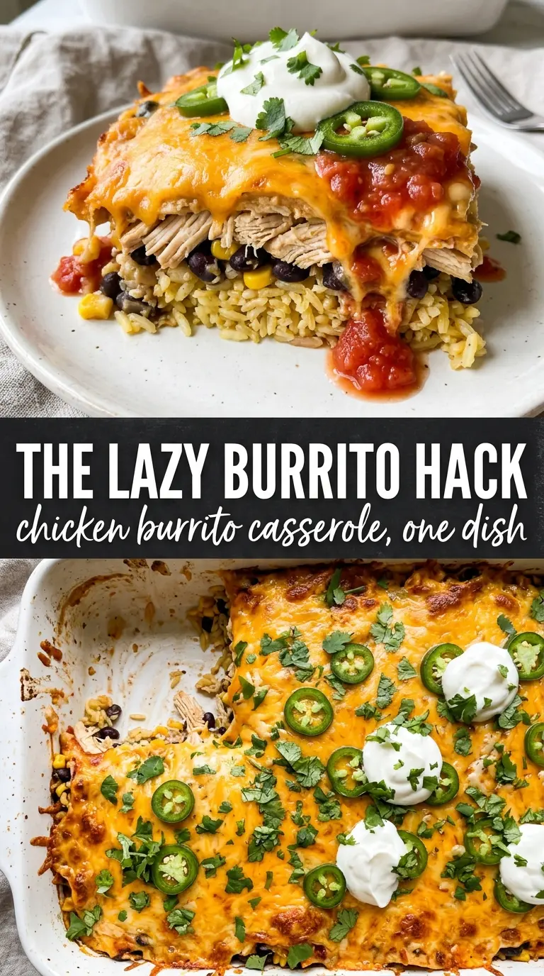 Chicken Burrito Casserole cheesy layered bake