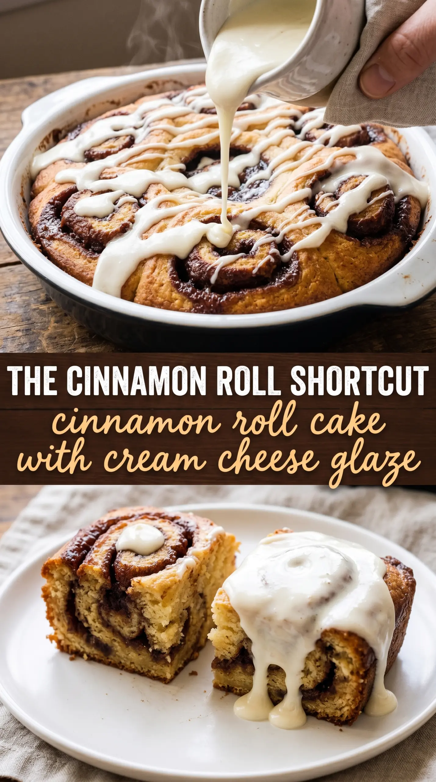 Cinnamon roll cake swirls glaze