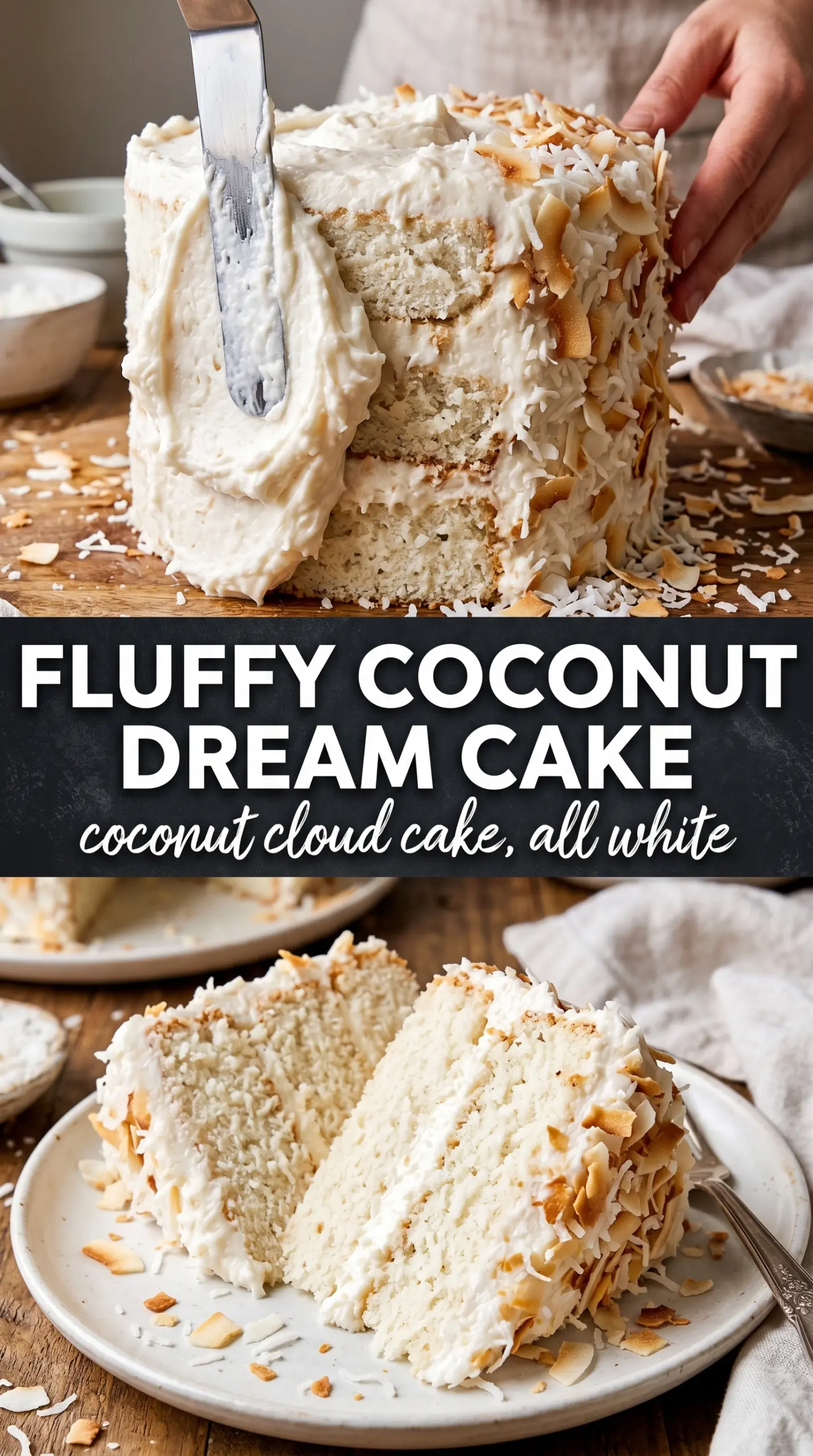 Coconut Cloud Cake tall fluffy toasted coconut