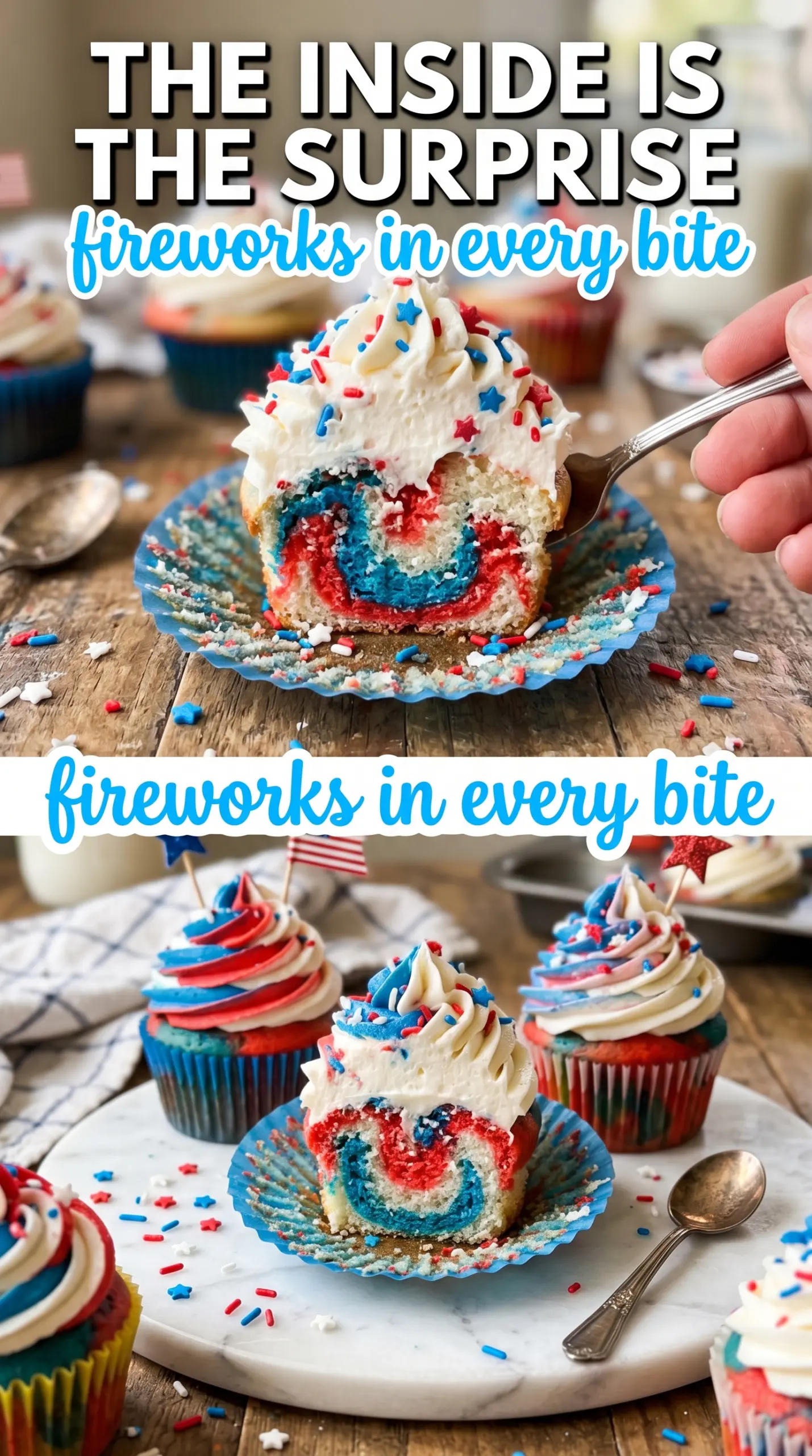 Fireworks Cupcakes patriotic red white blue