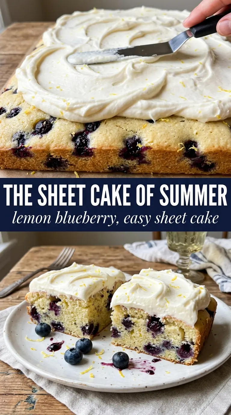 Lemon Blueberry Sheet Cake bright citrus, creamy frosting, juicy berries