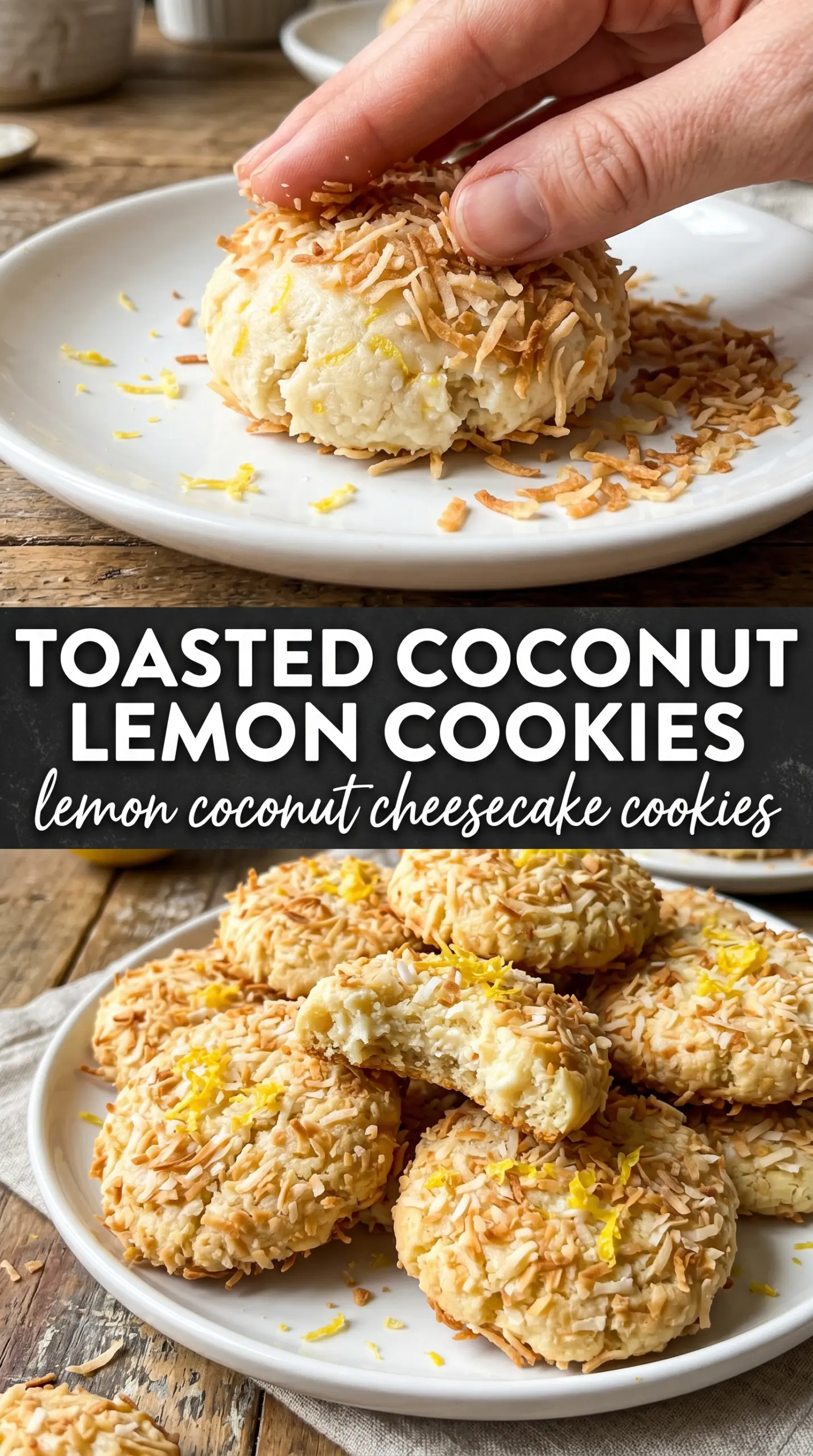 Lemon Coconut Cheesecake Cookies soft citrusy toasted coconut