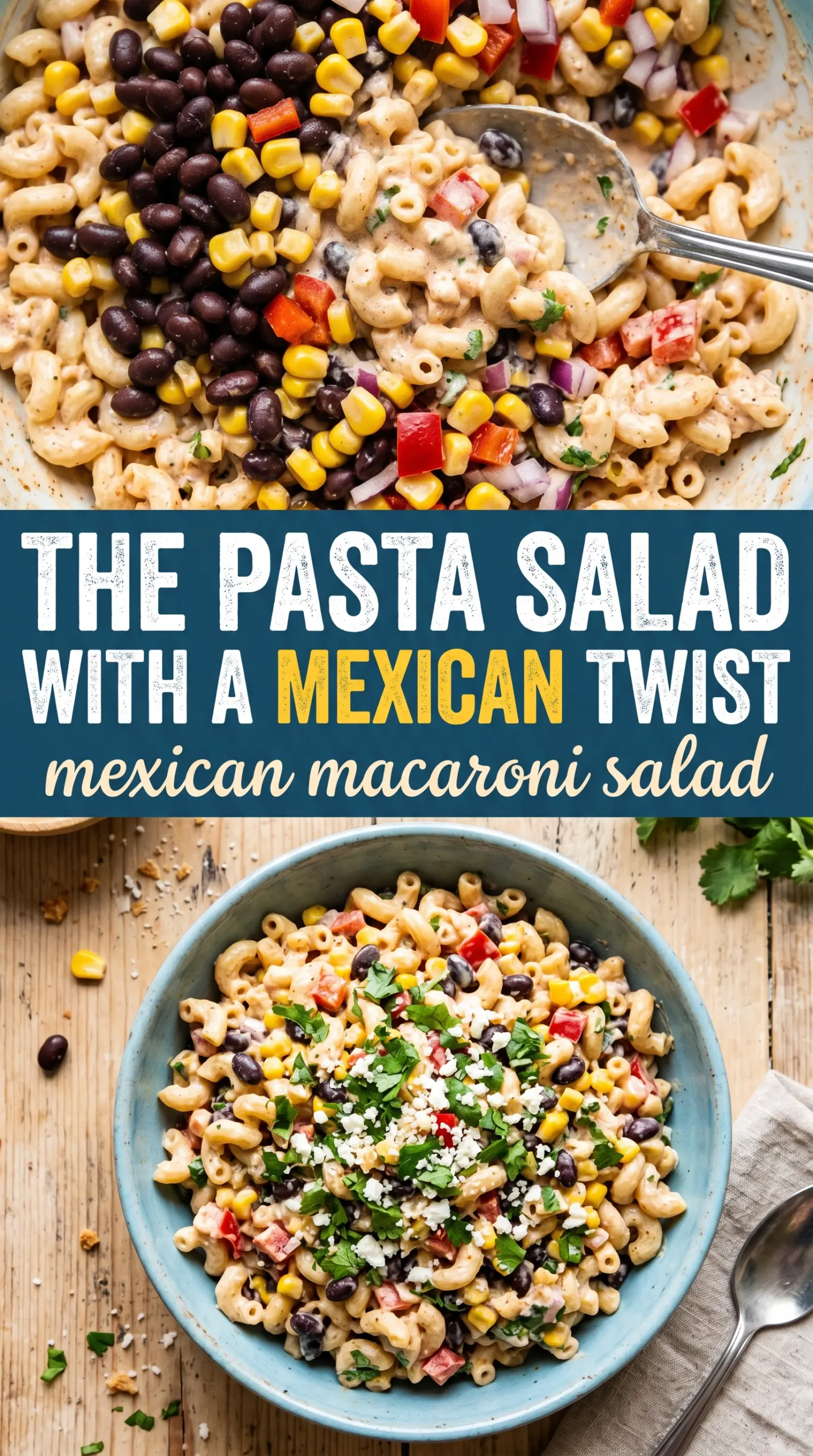 Mexican macaroni salad creamy, colorful, zesty