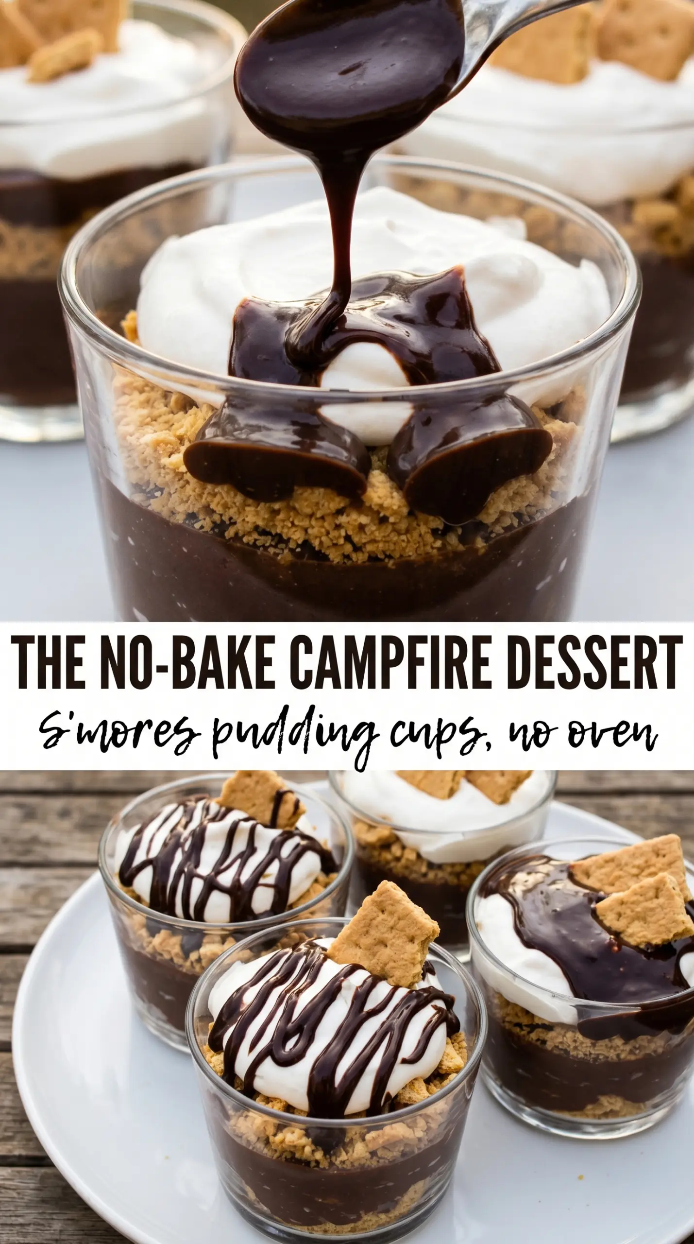 No-Bake S'mores Pudding Cups layered chocolate marshmallow