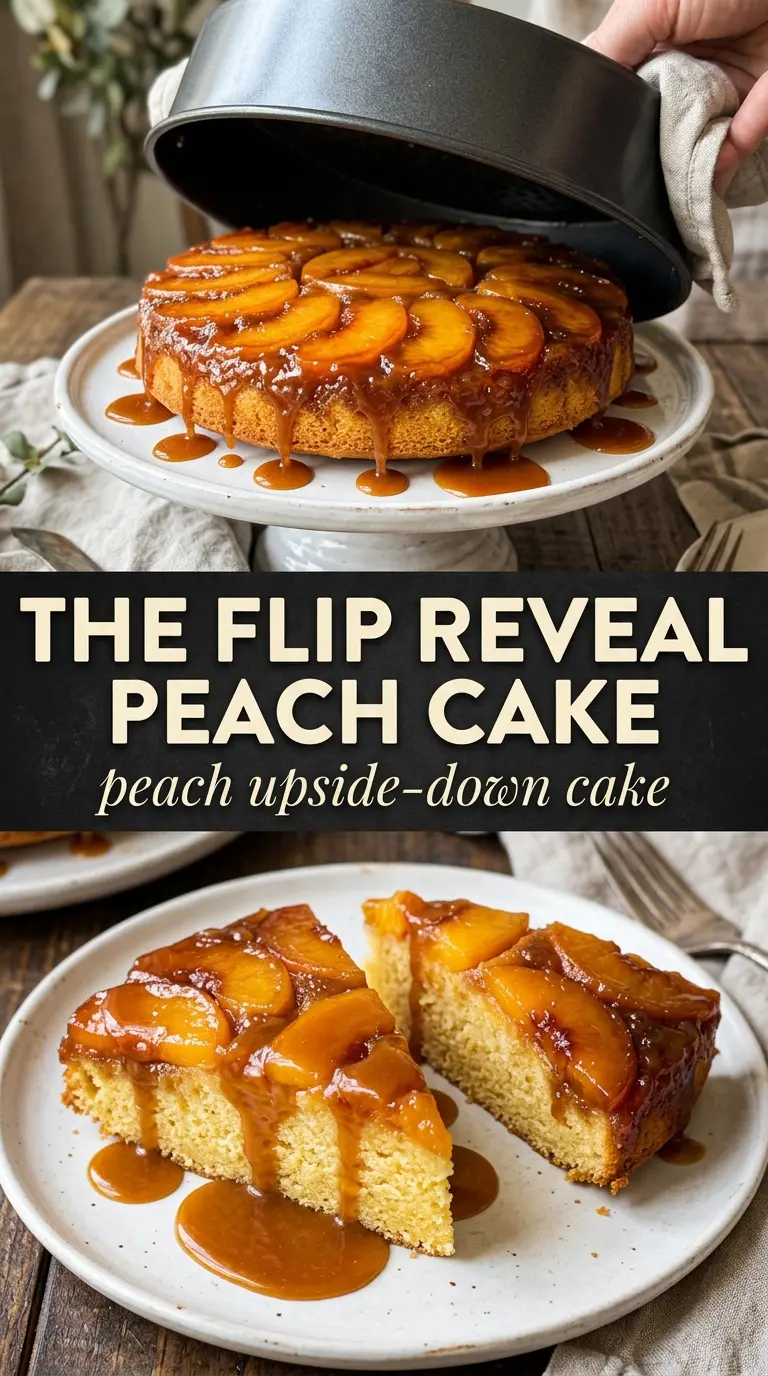 Peach Upside-Down Cake caramelized peaches brown sugar