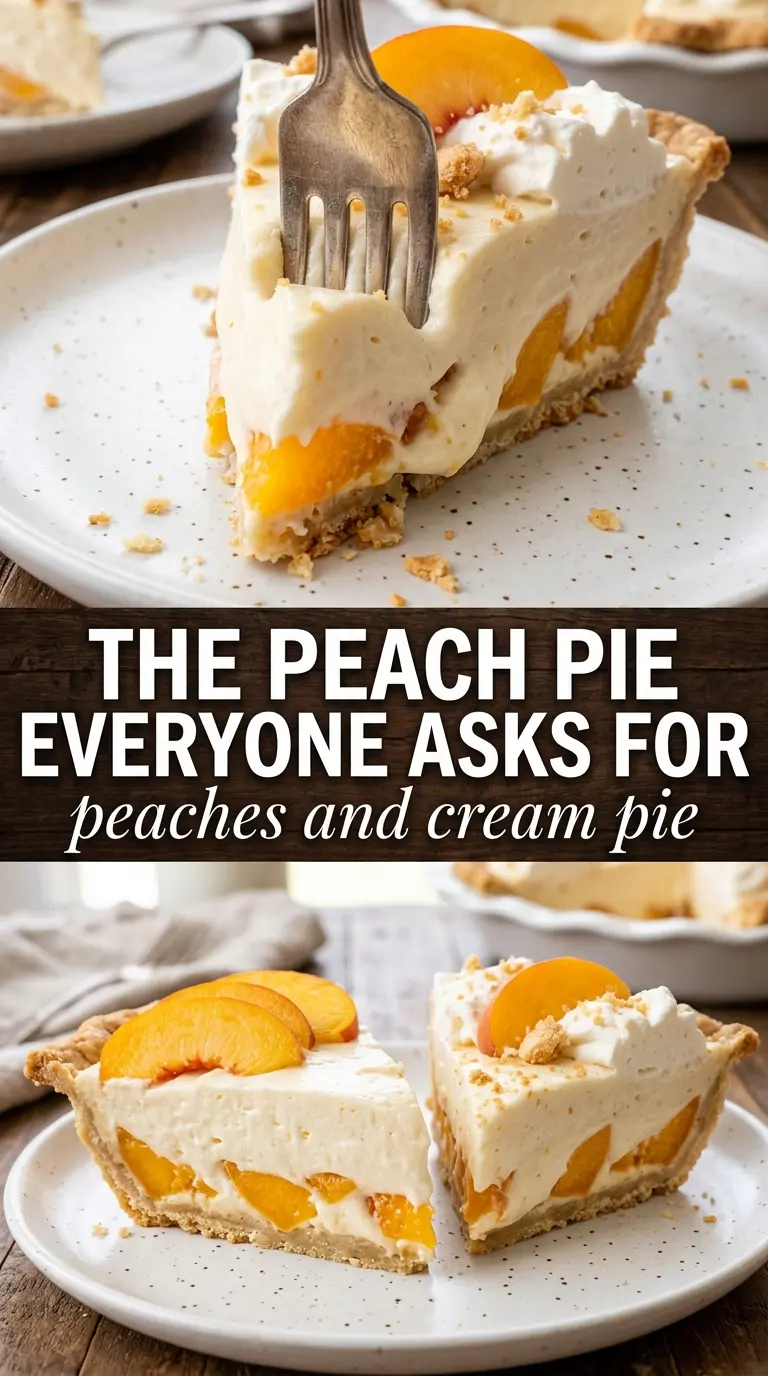 Peaches and cream pie creamy custard golden crust
