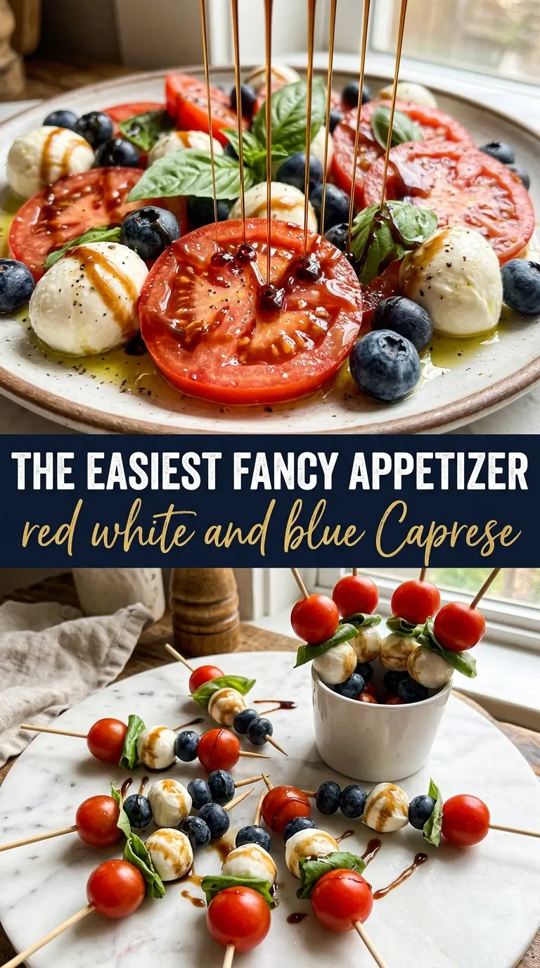 Red, White & Blue Caprese Salad patriotic blueberries