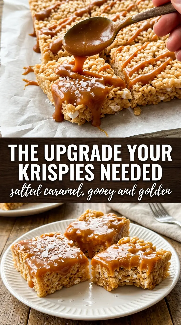 Salted Caramel Rice Krispie Treats gooey caramel sea salt