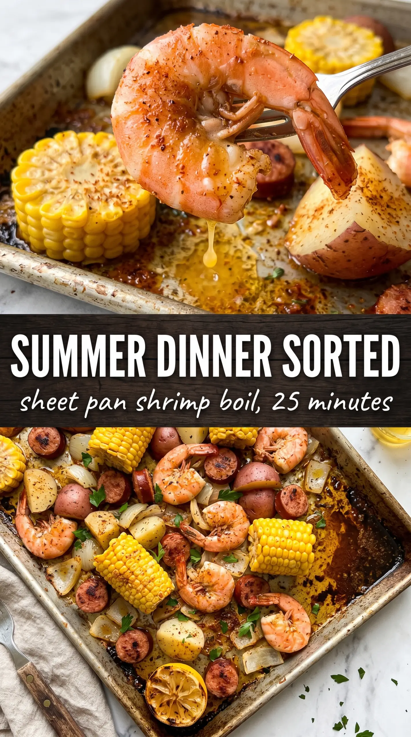 Sheet Pan Shrimp Boil colorful Old Bay butter