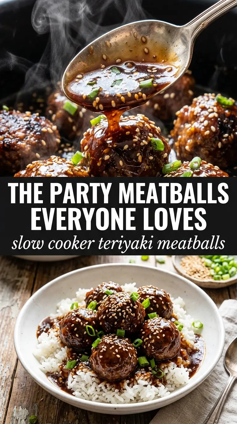 Slow Cooker Teriyaki Meatballs glossy sticky