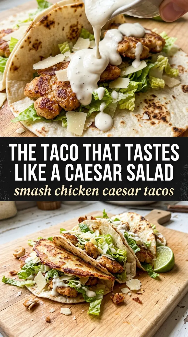 Smash Chicken Caesar Tacos crispy caesar salad taco