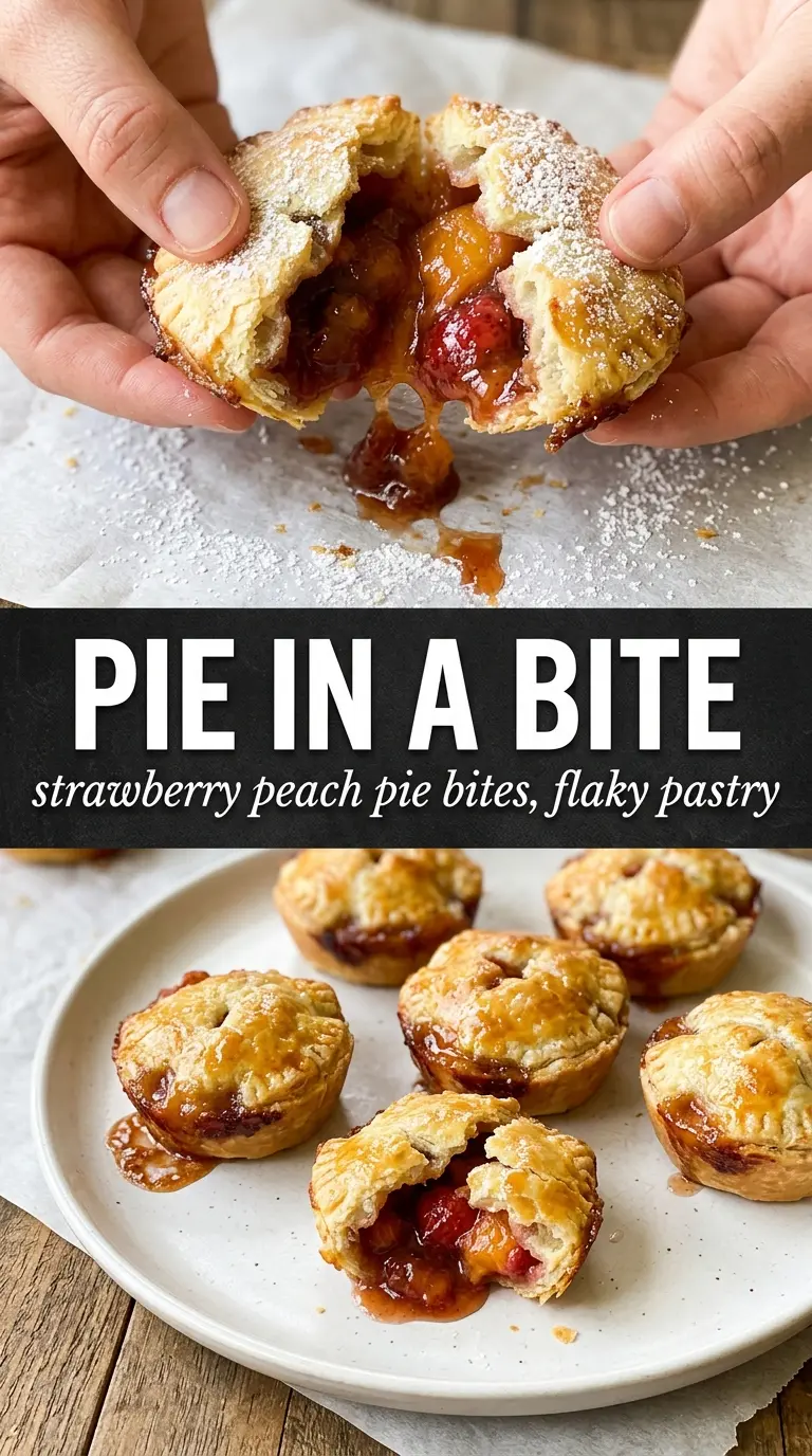 Strawberry peach pie bites golden flaky mini pastry