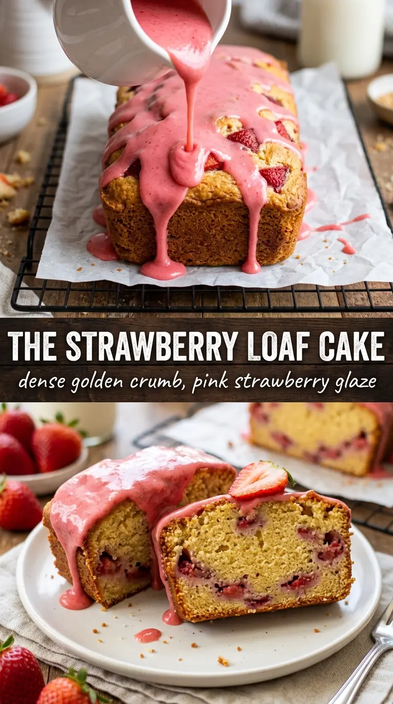 Strawberry Pound Cake golden moist glazed