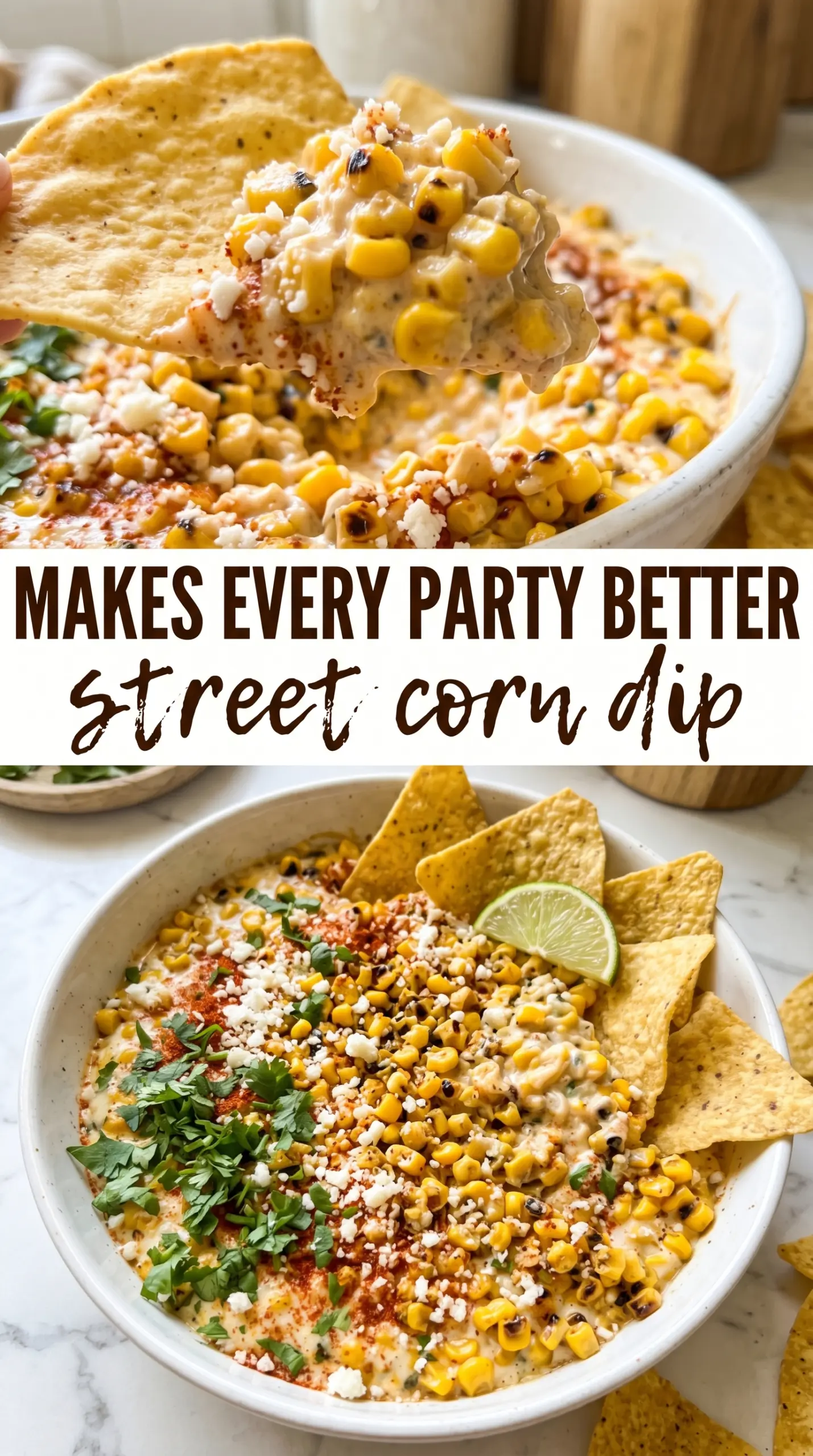 Street Corn Dip creamy charred, zesty, cheesy