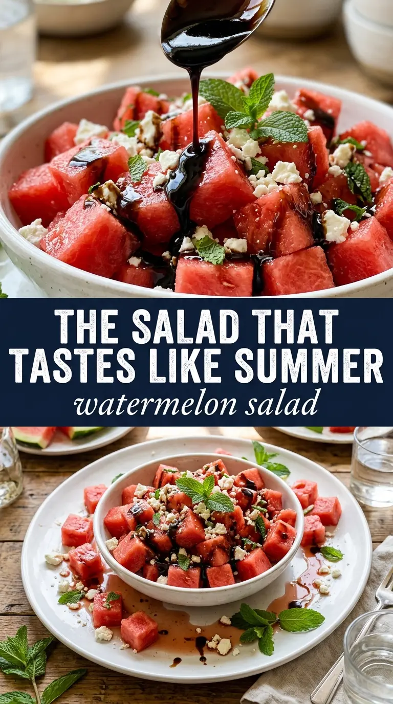 Watermelon salad with cucumber feta mint