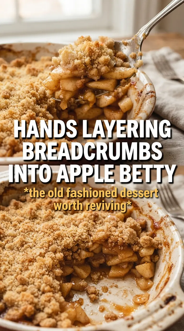 Apple Betty golden breadcrumb topping spiced apples