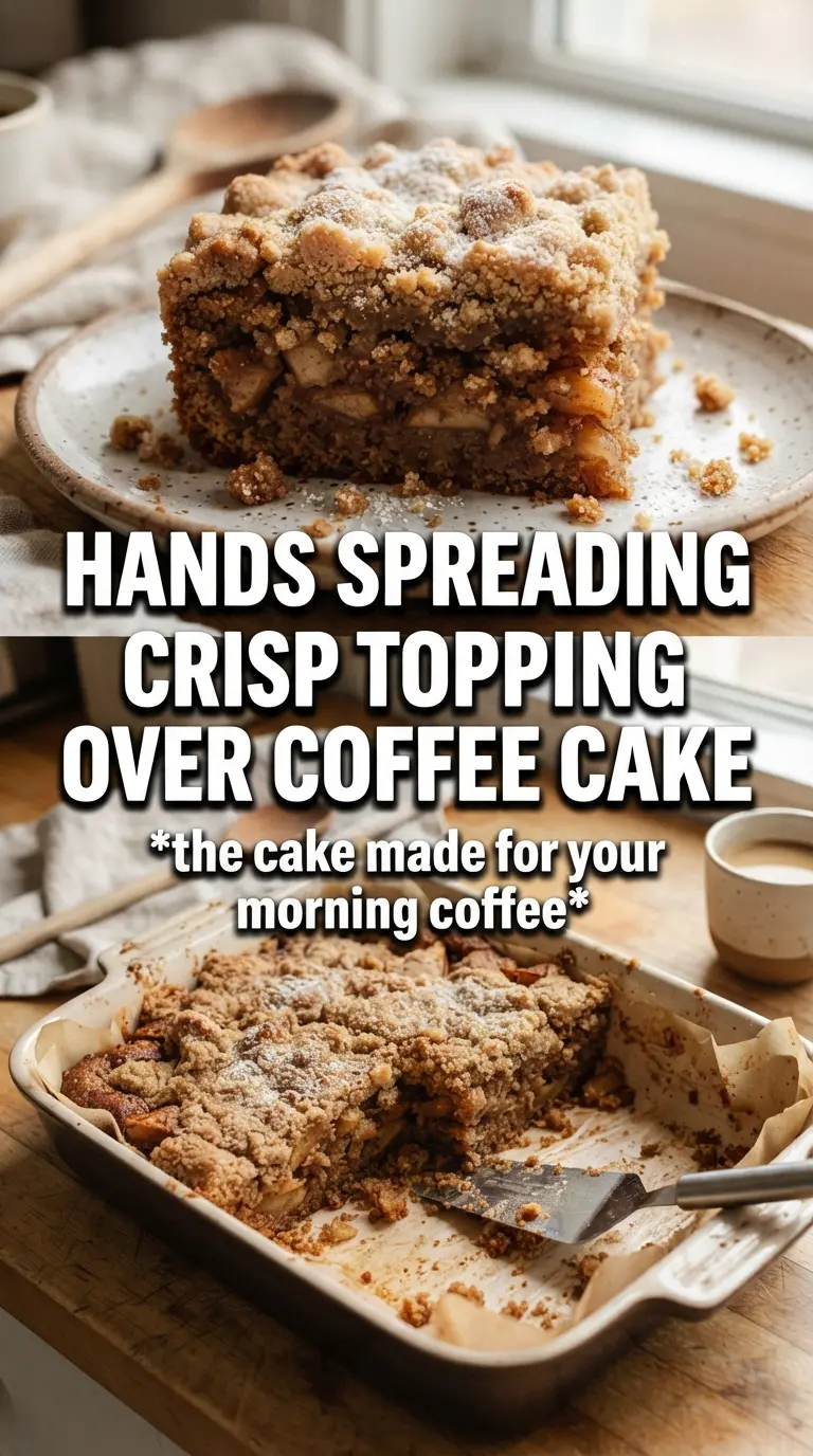 Apple Crisp Coffee Cake golden oat crumble, spiced apple layer