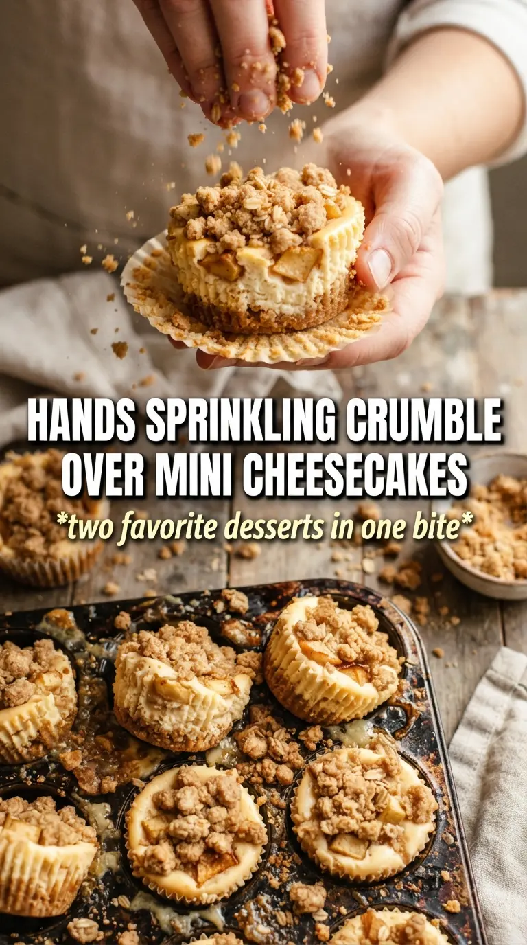 Apple Crisp Mini Cheesecakes creamy cinnamon apple crumble