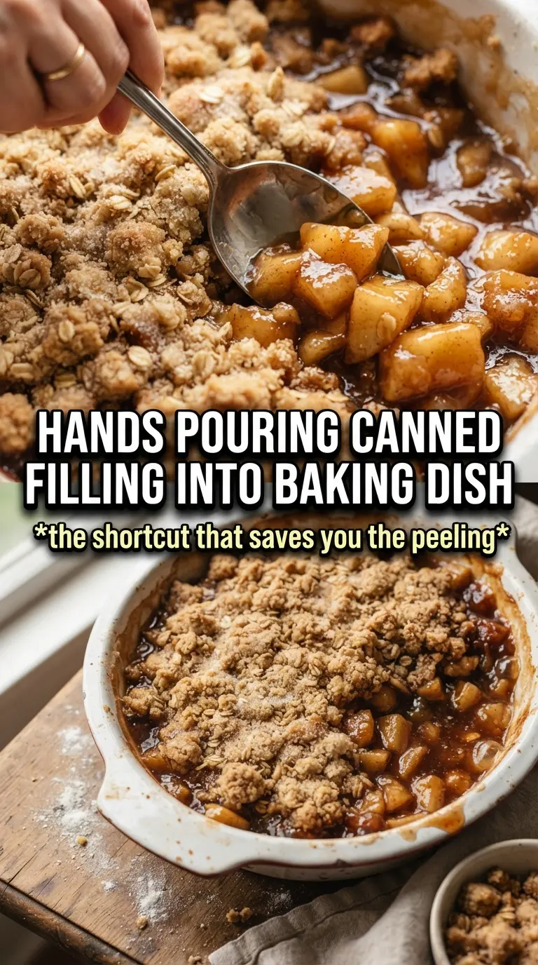 Apple Crisp With Canned Apple Filling, golden oat crumble, bubbling apples
