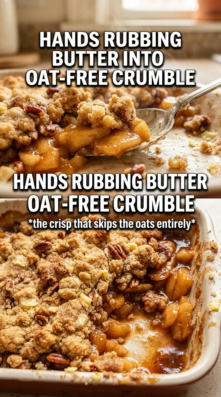 Apple crisp without oats, golden crumble, cinnamon apples