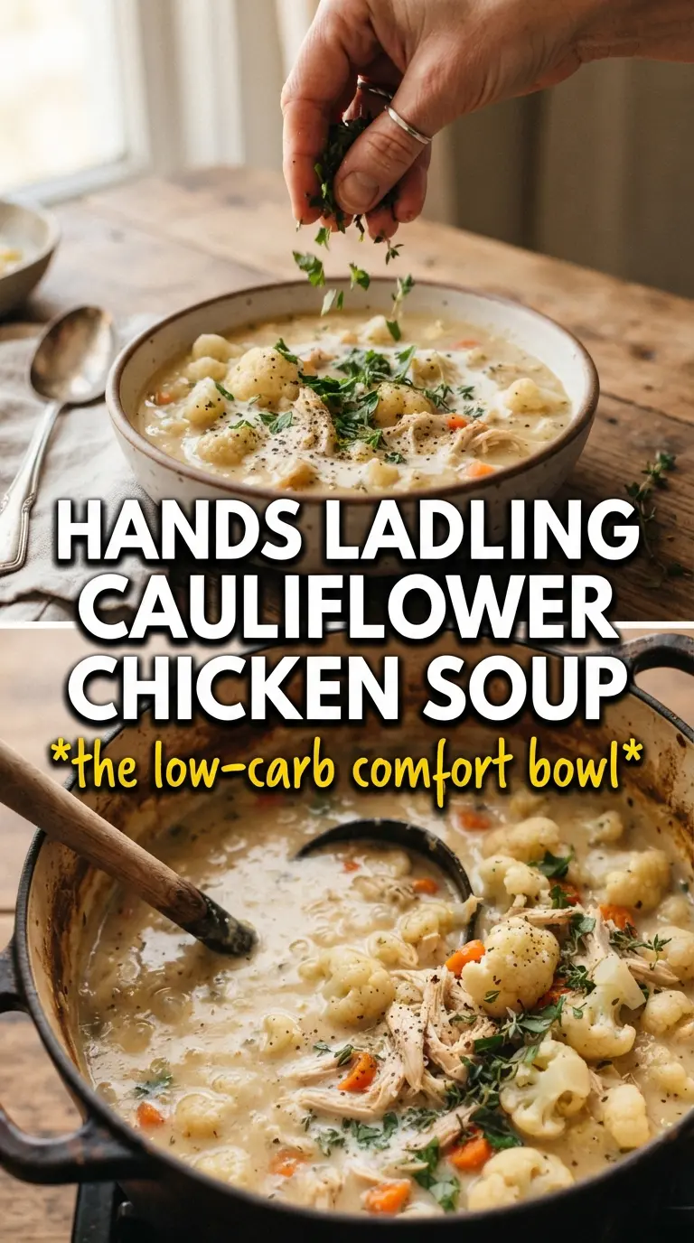 Cauliflower Chicken Soup creamy cheddar chives