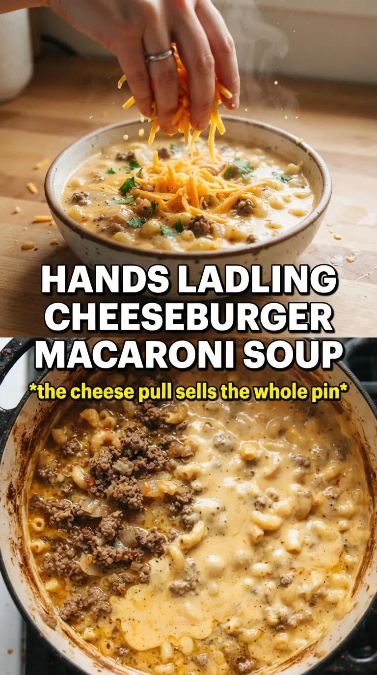 Cheeseburger Macaroni Soup cheesy beefy comforting
