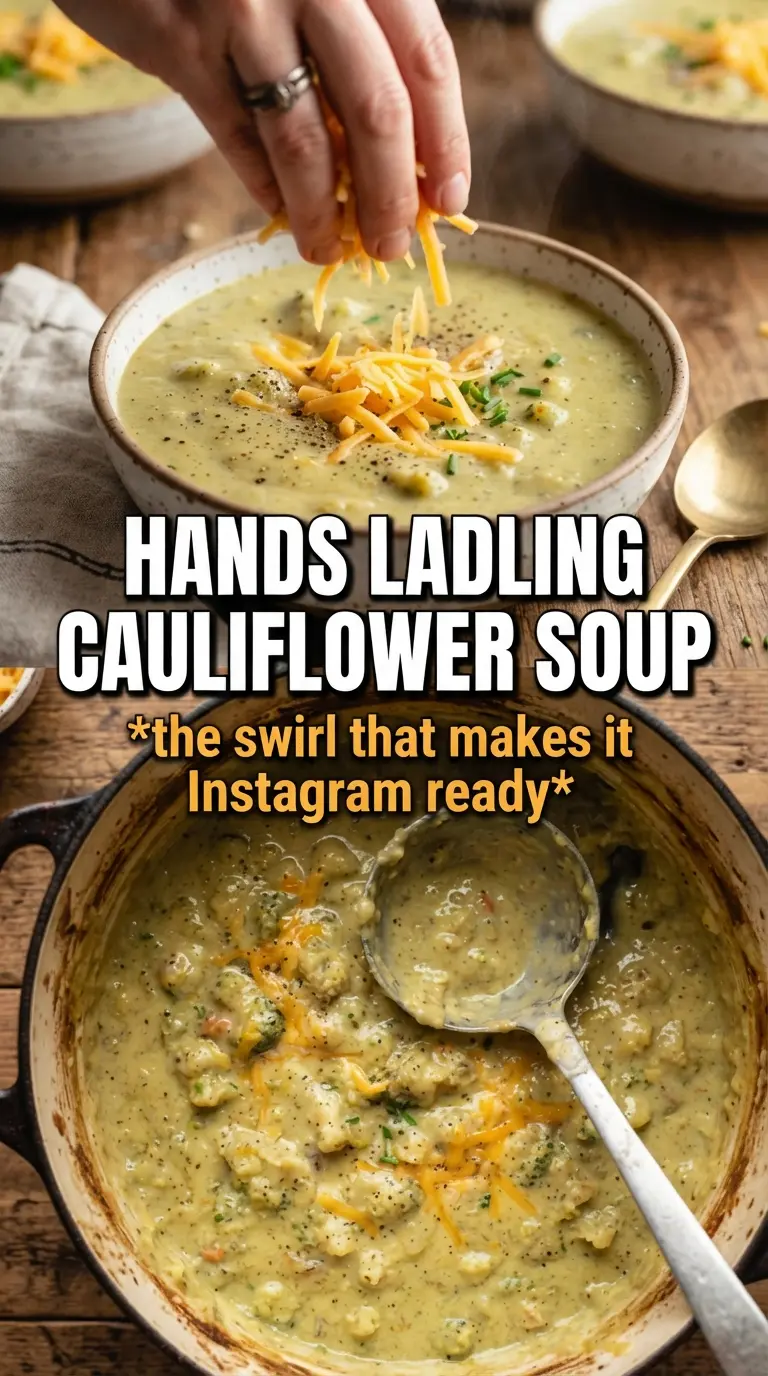 Broccoli cauliflower soup creamy cheddar chive