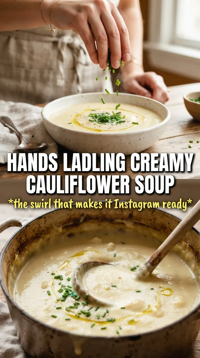 Creamy cauliflower soup silky roasted garnish