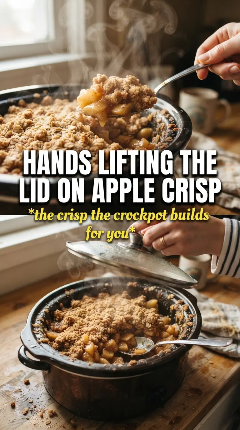 Crock Pot Apple Crisp tender cinnamon apples, oat crumble