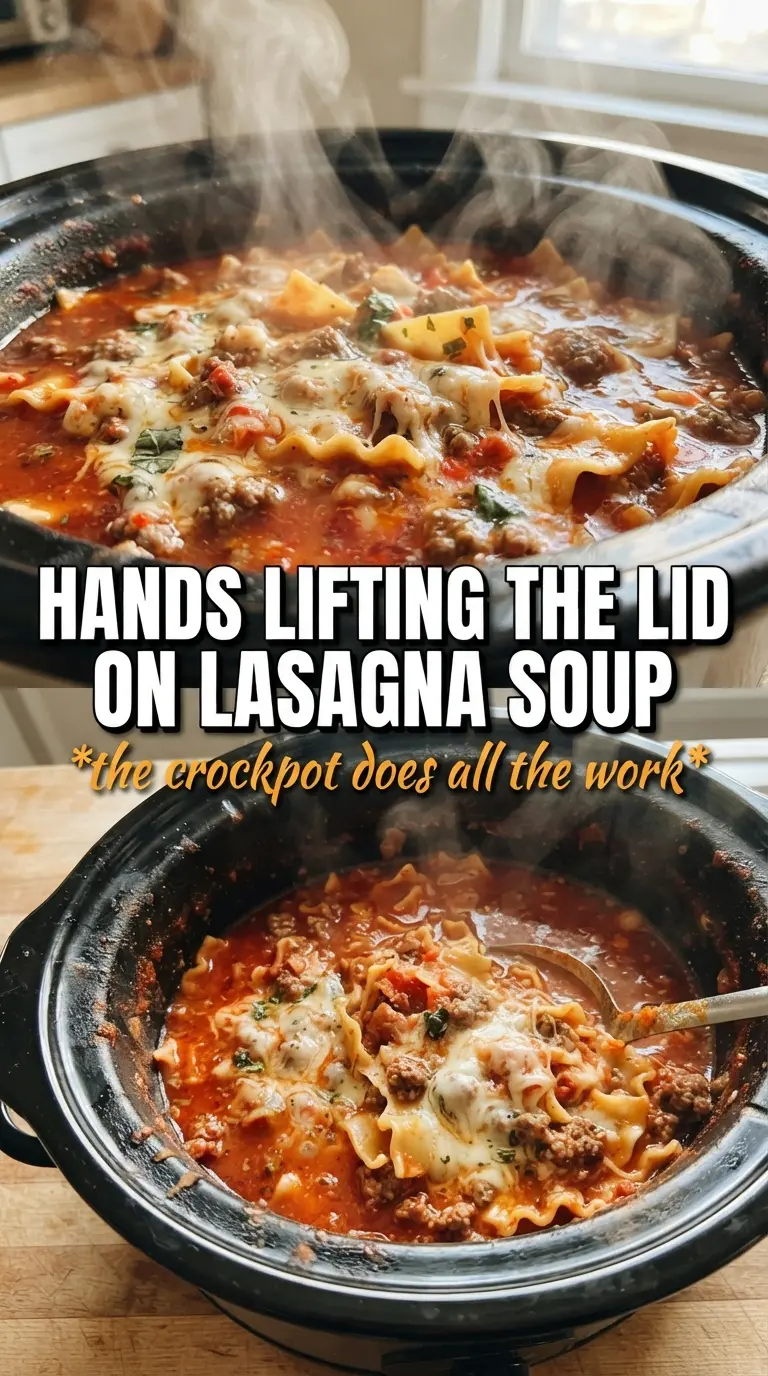 Crockpot Lasagna Soup cheesy tomato sausage