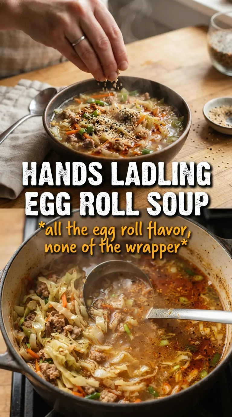 Egg Roll Soup savory ginger-soy broth