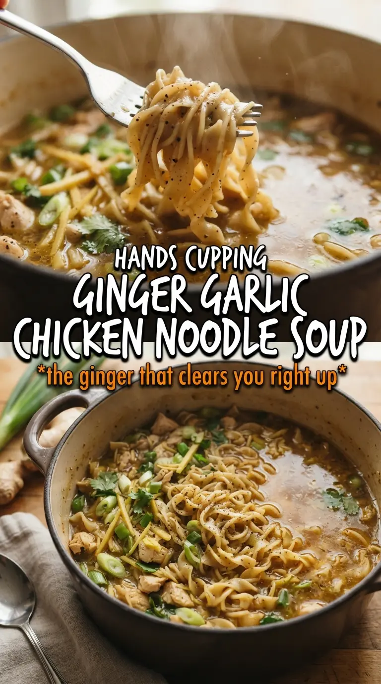 Ginger Garlic Chicken Noodle Soup warming broth chicken noodles