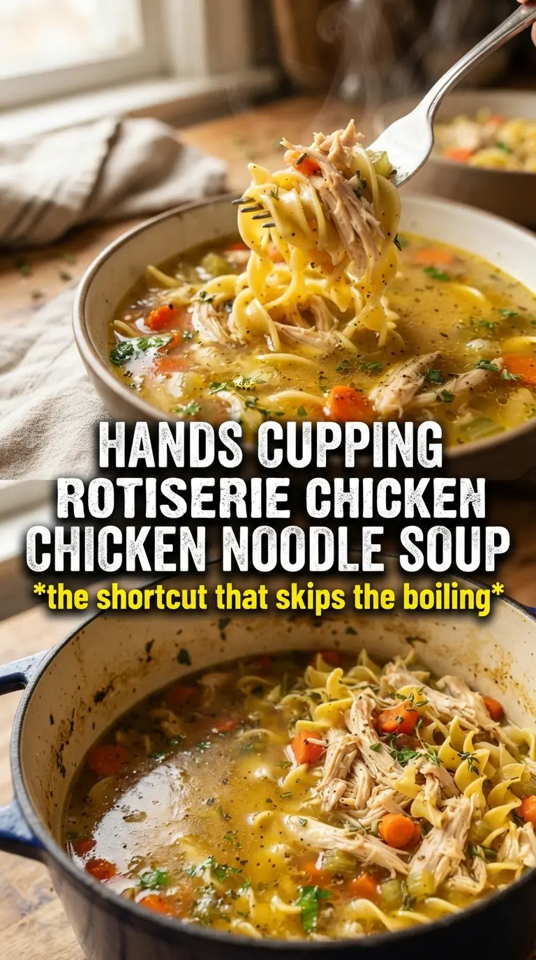 Rotisserie Chicken Noodle Soup comforting, fast, golden broth