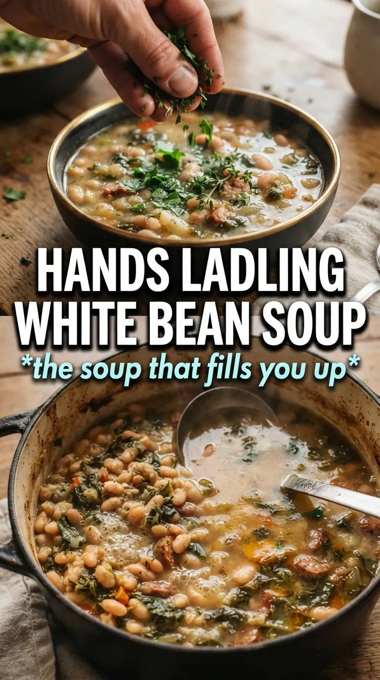 White bean soup creamy garlic-herb kale